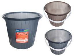 12 Pieces PAIL JUMBO 18L 18.8" X 11.81" High BLUE BROWN - Buckets & Basins