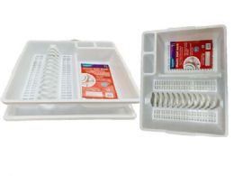 24 Pieces PLASTIC DISH RACK with TRAY 14.6"X18"X3.25" High WHITE - Dish Drying Racks