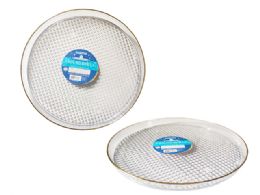 24 Pieces CRYSTAL-LIKE TRAY Round with GOLD TRIM 11.75" Diameter - Plastic Serving Ware