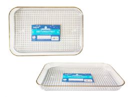 24 Pieces CRYSTAL-LIKE TRAY GOLD TRIM 11.8X8X1" High - Plastic Serving Ware