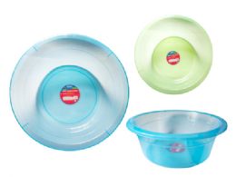 24 Pieces BASIN 18" Diameter XX 6.5" 3 Assorted Transparent Color - Buckets & Basins
