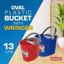10 pieces 13000ml Oval Plastic Mop Bucket + Wringer - Buckets & Basins