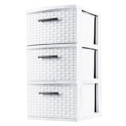 2 pieces 3 Drawer Weave ToweR-Cement - Storage & Organization