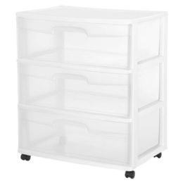 3 Drawer Wide Cart White - Storage & Organization