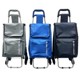 6 pieces 3 Wheel Shopping Cart With Shelf & Cooler Pocket - Cooler & Lunch Bags