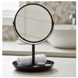 6 pieces 1x/5x 17cm Vanity Mirror With Tray Matte Black - Cosmetic Mirrors