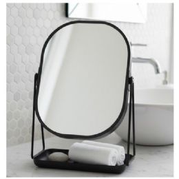 6 pieces 1x/3x 7" Dia Rectangle Vanity Mirror With Organiser Matte Black - Bathroom Accessories
