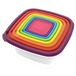 24 pieces 8-Piece Rainbow Square Food Container Set - Food Storage Containers