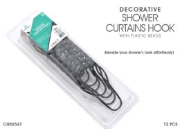 48 pieces 12pc Gourd Shower Curtain Hooks Black - Shower Curtain