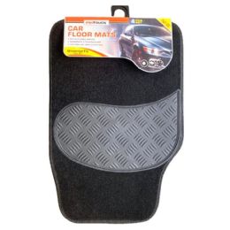 12 pieces 4pc Carpet Car Mat Set 2 Tone - Auto Accessories
