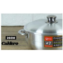 6 pieces Heavy Duty Aluminum #7 Caldero With Metal Lid - Aluminum Pans
