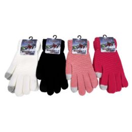 48 pieces 3d Women's Winter Gloves With Touch Screen, 4 Assorted Colors - Fleece Gloves