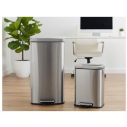 30l+5l Stainless Steel Step Trash Can With Soft Close Lid - Waste Basket