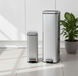 30l+8l Slim Stainless Steel Step Trash Can With Soft Close - Waste Basket