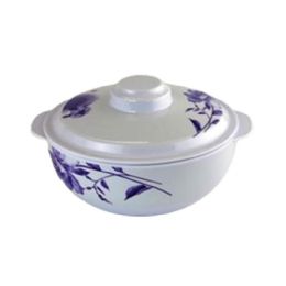 24 Wholesale 8.3-inch Blue Floral Melamine Handle Bowl W/lid