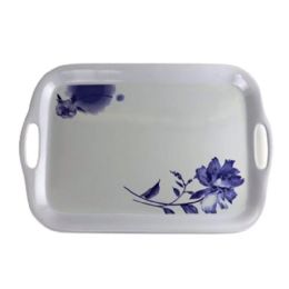 24 pieces 18-inch Blue Floral Mlamine Serving Tray - Serving Trays
