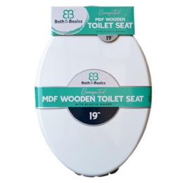 6 pieces 19" Elongated White Mdf Wood Toilet Seat - Bathroom Accessories