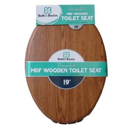 6 pieces 19" Elongated Wooden Toilet Seat - Bathroom Accessories