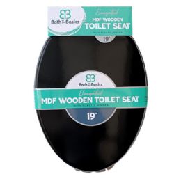 6 pieces 19" Elongated Black Wood Toilet Seat - Bathroom Accessories