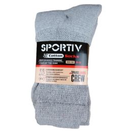 72 pieces 3pk Grey Crew Sport Sock 9-11 - Mens Crew Socks