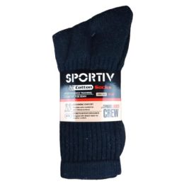 72 pieces 3pk Black Crew Sport Sock 9-11 - Mens Crew Socks