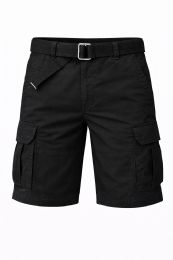 24 Pieces Yacht & Smith Mens Cotton 6 Pocket Cargo Shorts With Adjustable Belt Assorted Sizes, Black - Mens Shorts
