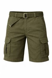 24 Pieces of Yacht & Smith Mens Cotton 6 Pocket Cargo Shorts With Adjustable Belt Assorted Sizes, Olive