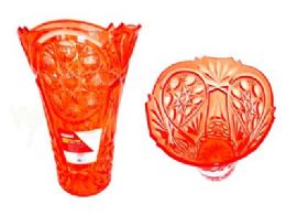 75 Pieces VASE CRYSTAL LIKE 9.25" High RED Color - Home Accessories