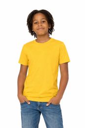 Youth Cotton Short Sleeve T Shirt Solid Yellow Youth Size Small