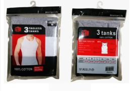 24 Packs of 3pc Men Tagless Tanks In Mixed Colors Size S-3xl