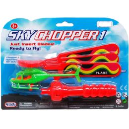48 Wholesale 4.75in Pull A Line Toy Chopper On Blister Card 2 Assrt Colors