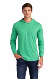 Mens Unisex Triblend Hooded Long Sleeve Pullover T-Shirt Size Large Envy Green