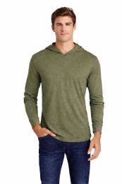 12 Pieces Mens Unisex Triblend Hooded Long Sleeve Pullover T-Shirt Size Large Military Green - Solid T-Shirts