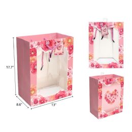 72 Pieces 13"x8.6"x17.7" Rose Open Window Gift Bag - Mothers Day