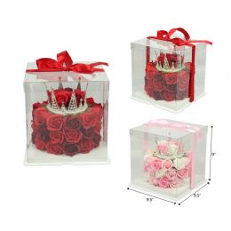 6 Pieces 9"x9.5"x9.5" Rose Cake W/ Crown - Mothers Day