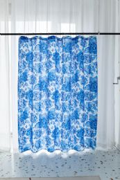 24 Pieces Vibrant Navy Floral Shower Curtain - Shower Curtain