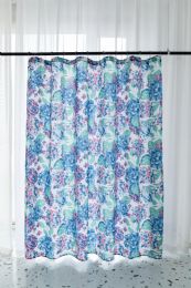 24 Pieces Vibrant Teal Floral Shower Curtain - Shower Curtain