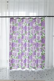 24 Pieces Vibrant Purple Floral Shower Curtain - Shower Curtain