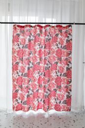 24 Pieces Vibrant Burgundy Floral Shower Curtain - Shower Curtain