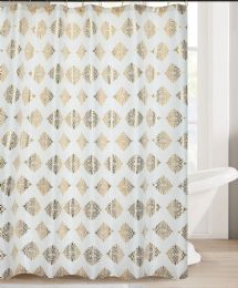 24 Pieces Beige Damask Shower Curtain - Shower Curtain