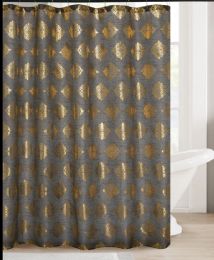 24 Pieces Brown Damask Shower Curtain - Shower Curtain