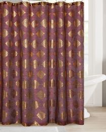 24 Pieces Burgundy Damask Shower Curtain - Shower Curtain