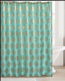 24 Pieces Aqua Damask Shower Curtain - Shower Curtain