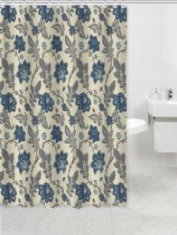 24 Pieces Navy Jacobean Floral Shower Curtain - Shower Curtain