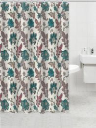 24 Pieces Teal Jacobean Floral Shower Curtain - Shower Curtain
