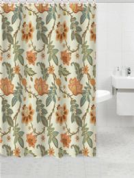 24 Pieces Orange Jacobean Floral Shower Curtain - Shower Curtain