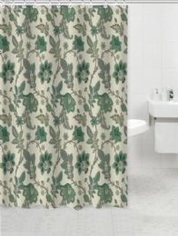 24 Pieces Green Jacobean Floral Shower Curtain - Shower Curtain