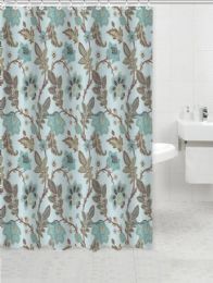 24 Pieces Aqua Jacobean Floral Shower Curtain - Shower Curtain