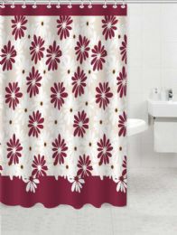 24 Pieces Burgundy Daisy Shower Curtain - Shower Curtain
