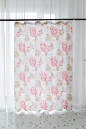 24 Pieces Burgindy Ocean Reef Shower Curtain - Shower Curtain